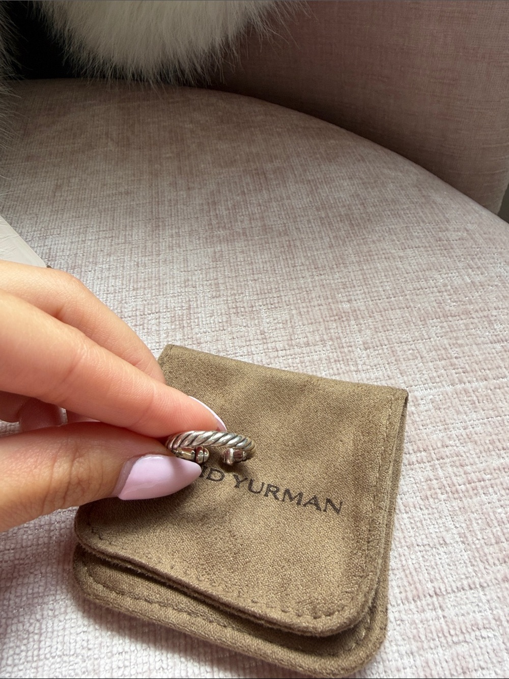 David Yurman Petite Cable Open Ring in Silver and Yellow Gold - Picture 4 of 7